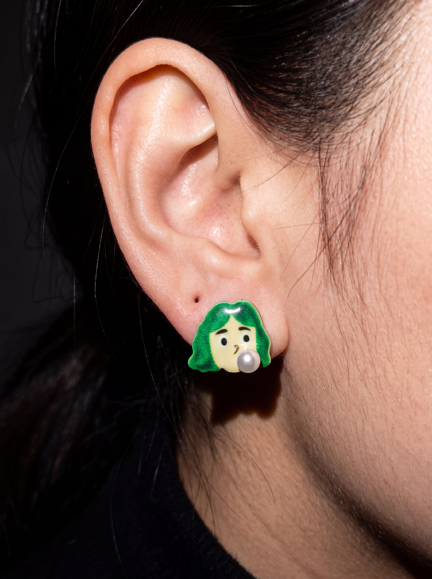 Chewtrace "Glazed Profile" Geometric Green Stud Earrings E0037