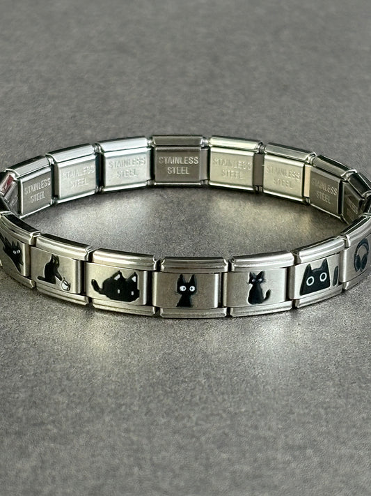 Handmade "Little Kitty" Modular Link Bracelet – 18-Link Cat Series (Tool Included) B0010