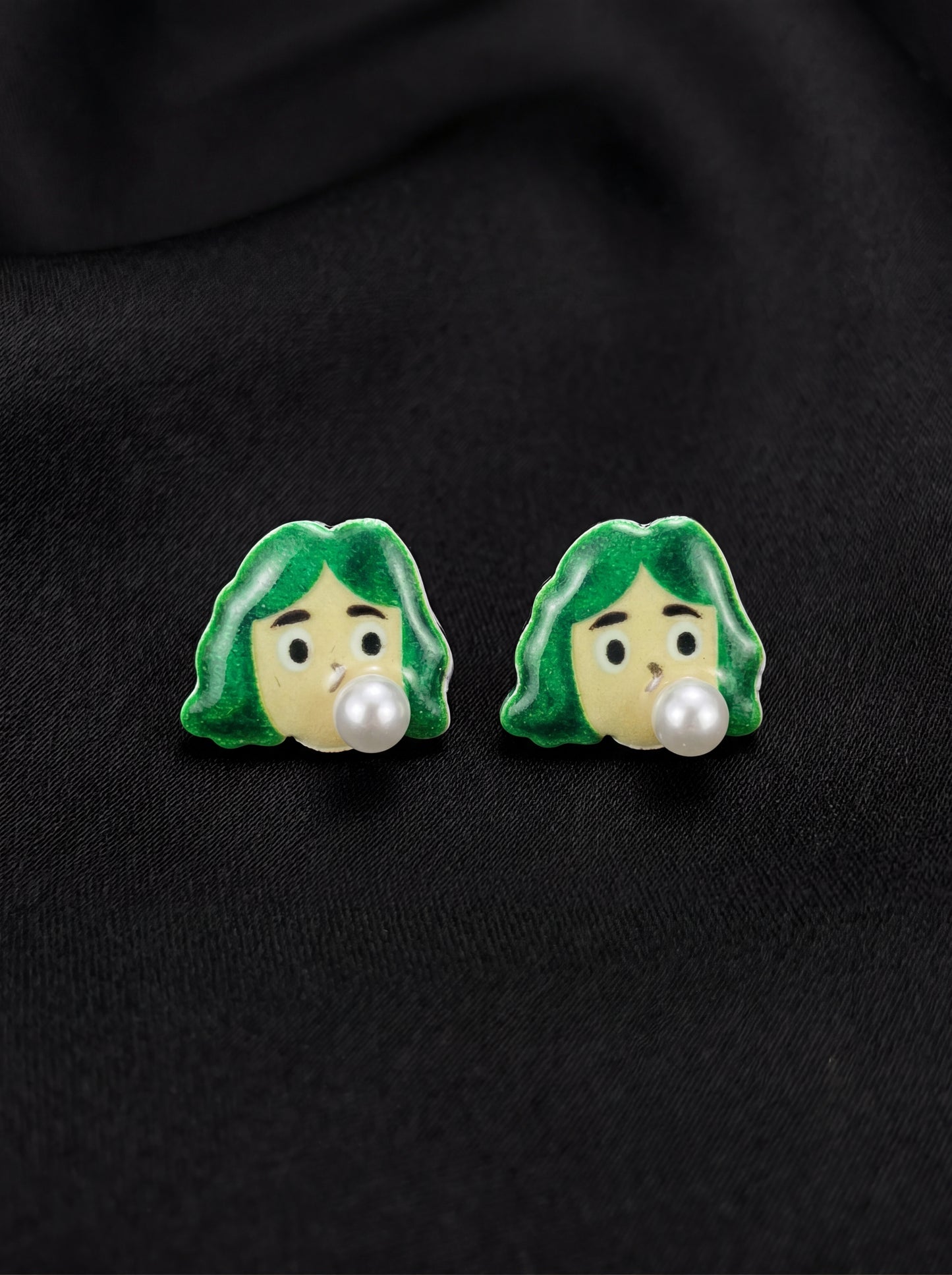 Chewtrace "Glazed Profile" Geometric Green Stud Earrings E0037