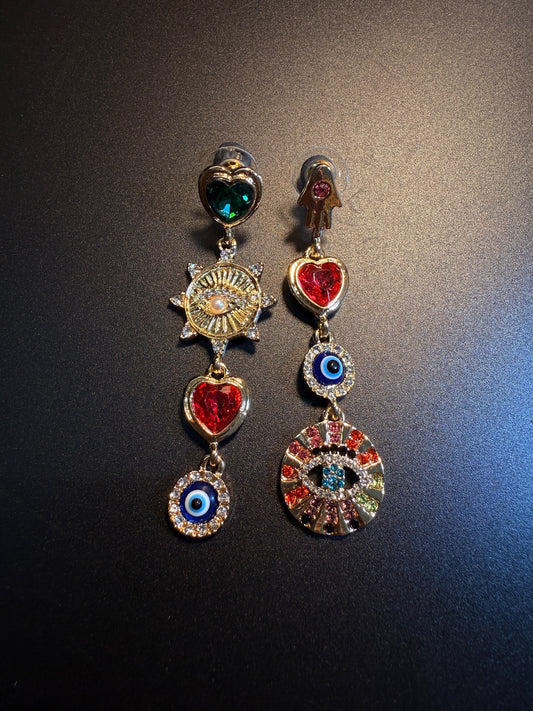 Vintage "Colorful Eye Drops" Rhinestone Earrings E0013
