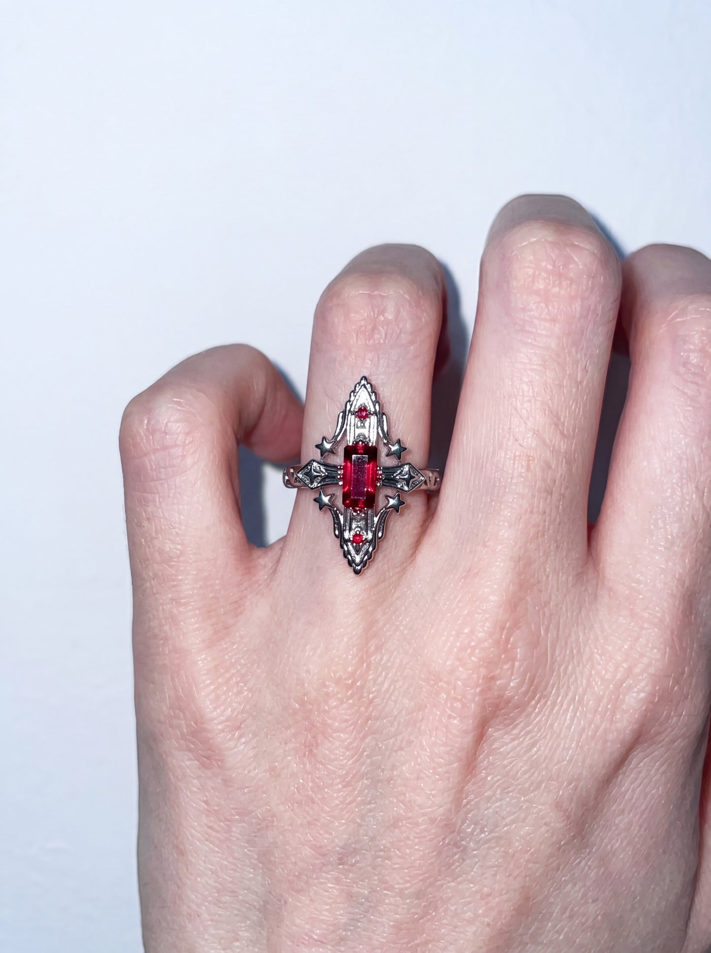 Starwound "Red Deviation" Avant-Garde Asymmetrical Ring R0004