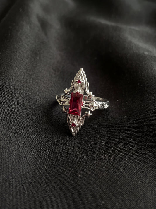 Starwound "Red Deviation" Avant-Garde Asymmetrical Ring R0004