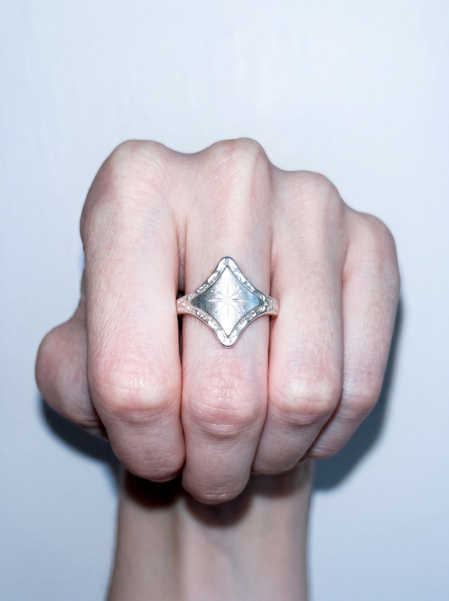 Still Axis "Stationary Direction" Minimalist Silver & Black Ring R0005