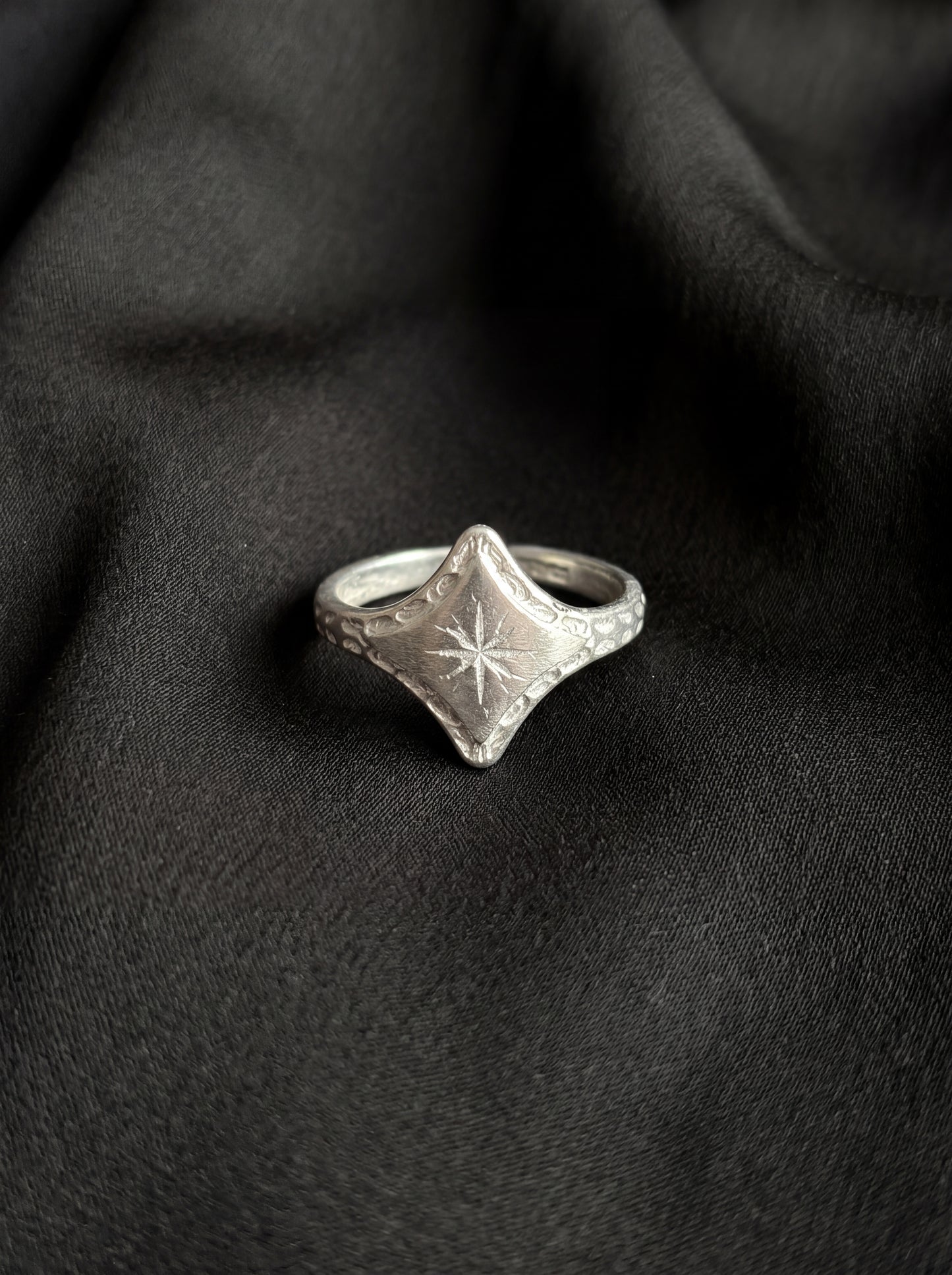 Still Axis "Stationary Direction" Minimalist Silver & Black Ring R0005